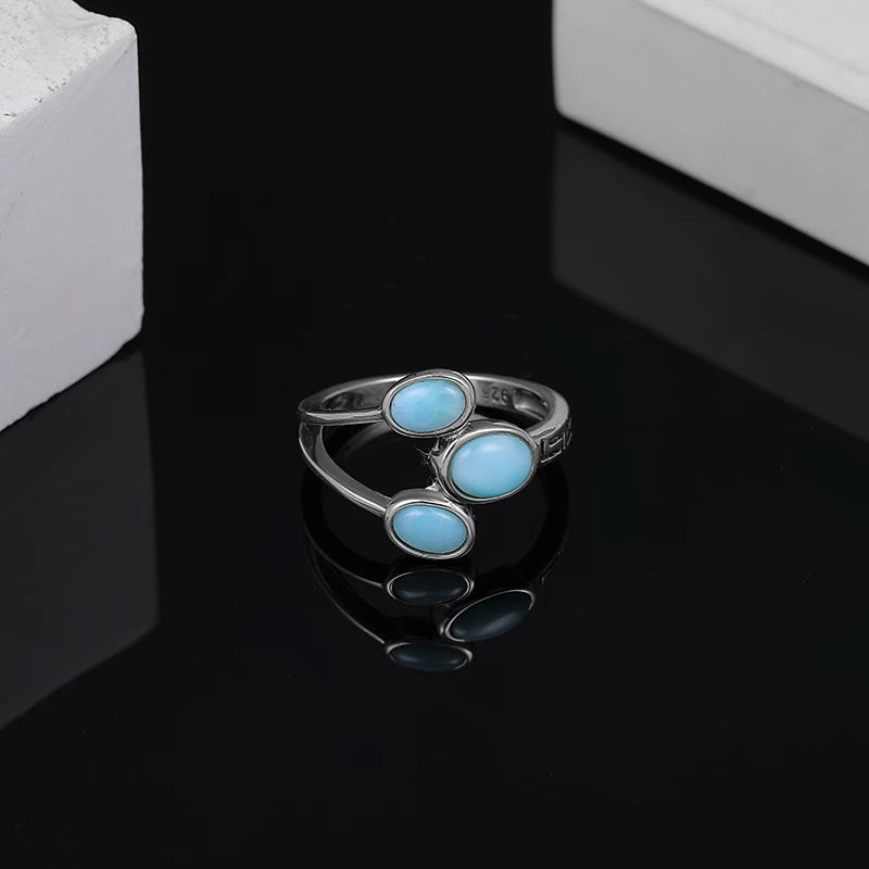 Larimar Trio 925 Sterling Silver Ring