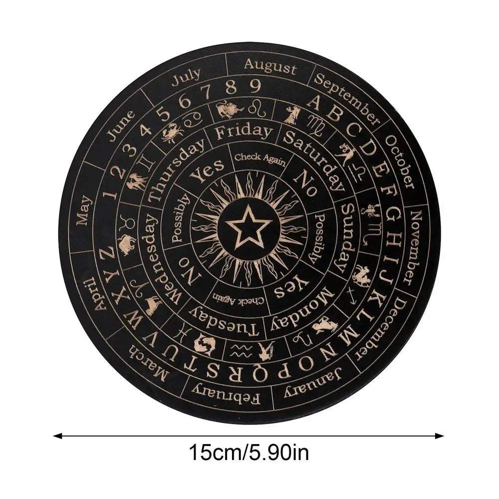 Wooden Pendulum Board — Celestial Moon & Star Divination Plate