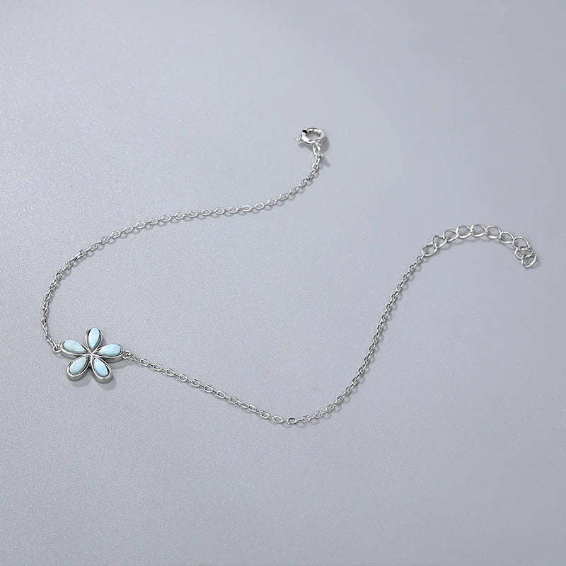 Larimar Floral Bracelet in 925 Sterling Silver