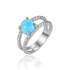 Larimar Braided Band Ring in 925 Sterling Silver