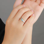 Larimar Molten Band Solitaire Ring in 925 Sterling Silver