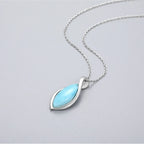 Larimar Teardrop Pendant Necklace in 925 Sterling Silver