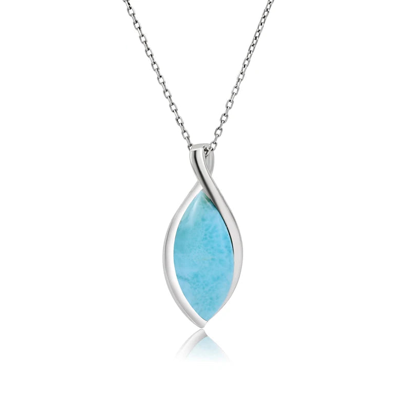 Larimar Teardrop Pendant Necklace in 925 Sterling Silver