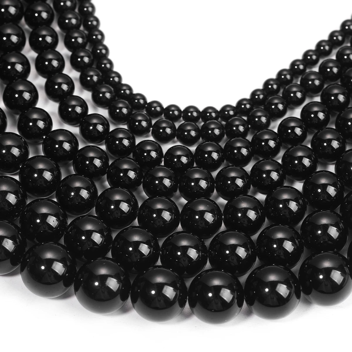 Black Obsidian Round Beads Strand — Natural Stone for Jewelry Making (4–18mm)