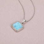 Larimar Rectangular Silver Pendant Necklace