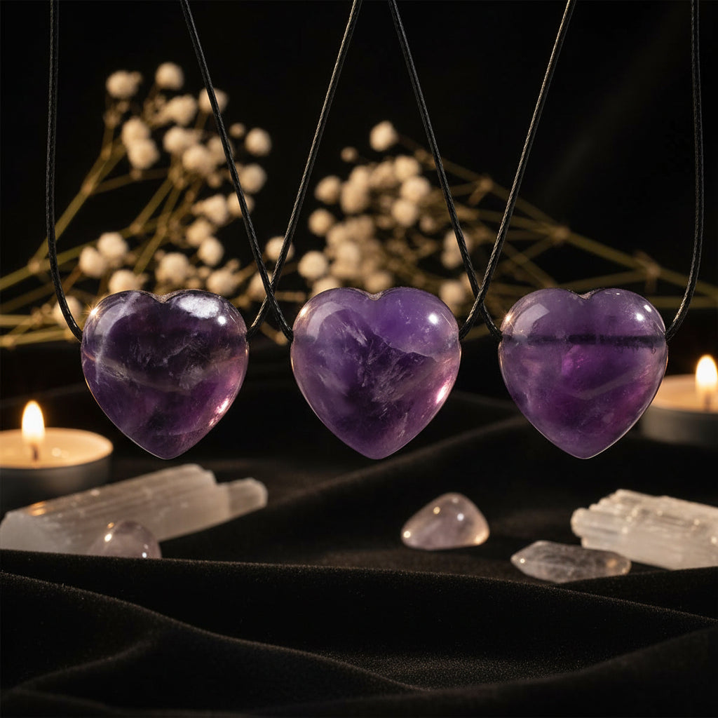 Natural Stone Heart Pendant Necklace – Choose Your Crystal