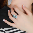 Larimar Floral Cluster Ring in 925 Sterling Silver