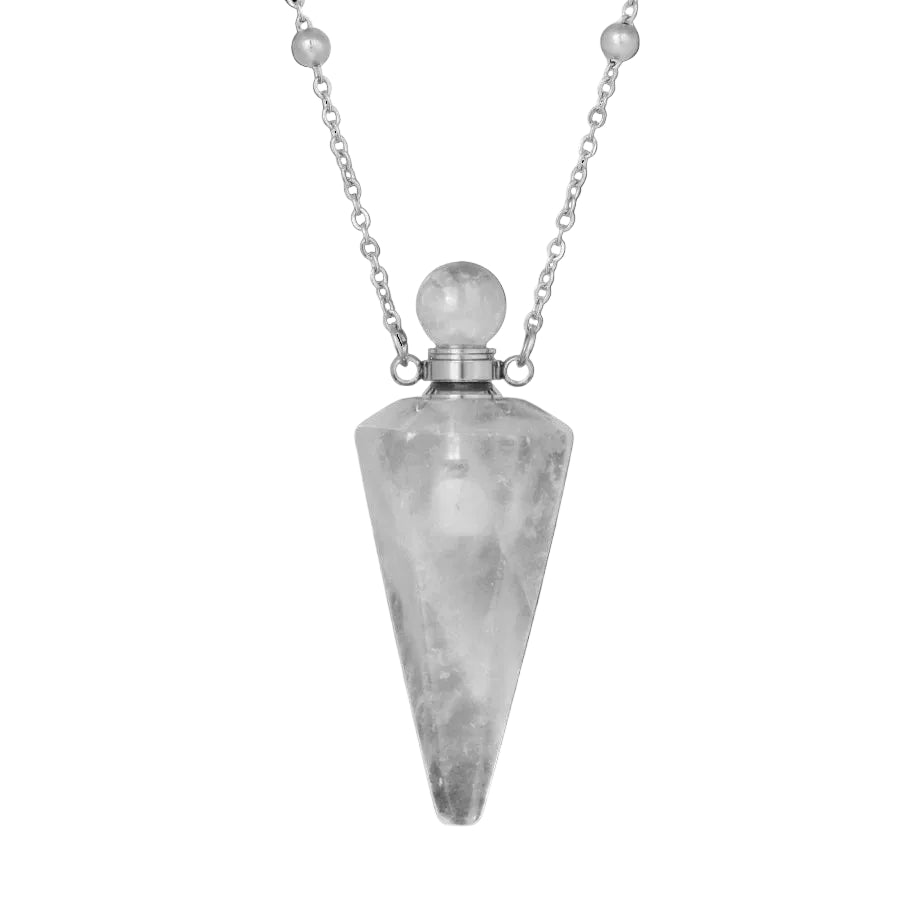 Crystal Essential Oil Diffuser Necklace — Natural Gemstone Healing Pendant