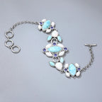 Larimar Geometric Link Bracelet in 925 Sterling Silver