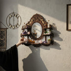 Baroque Mirror Wall Shelf – Ornate Wooden Crystal Display