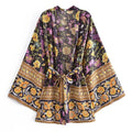 Boho Floral Bat-Sleeve Kimono Dress