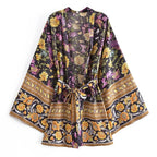 Boho Floral Bat-Sleeve Kimono Dress