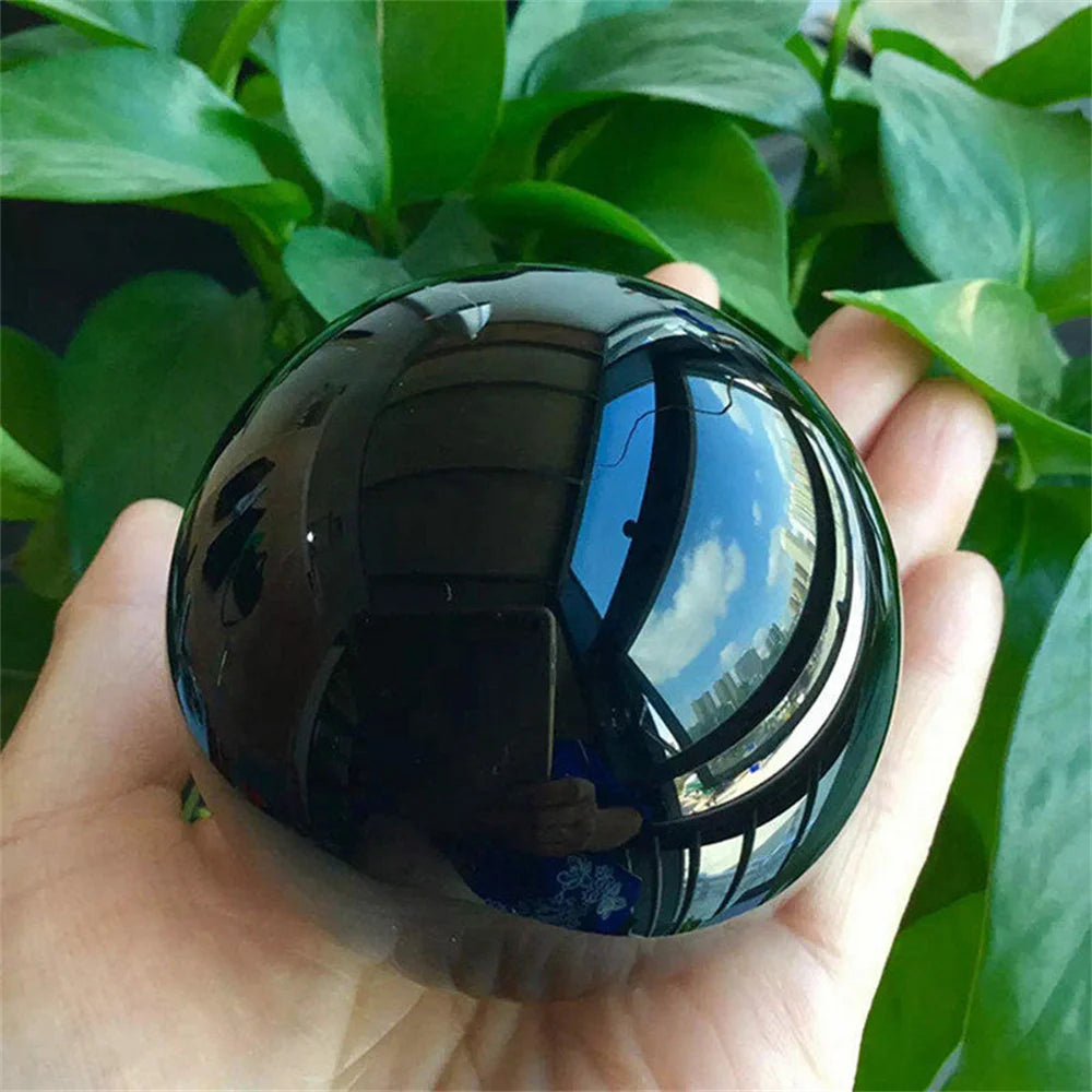 Natural Black Obsidian Crystal Sphere | Healing Ball — No Base