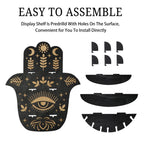 Hamsa Hand Crystal Wall Shelf – Evil Eye Wooden Display