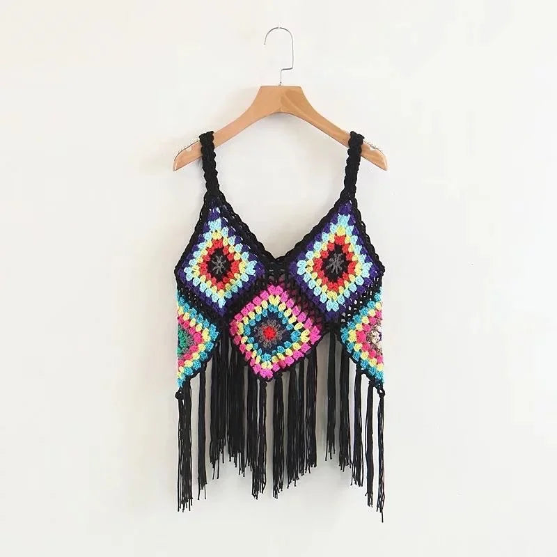 Boho Crochet Fringe Crop Top