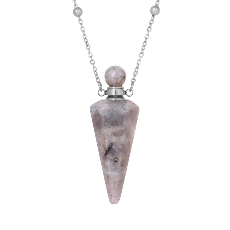 Crystal Essential Oil Diffuser Necklace — Natural Gemstone Healing Pendant