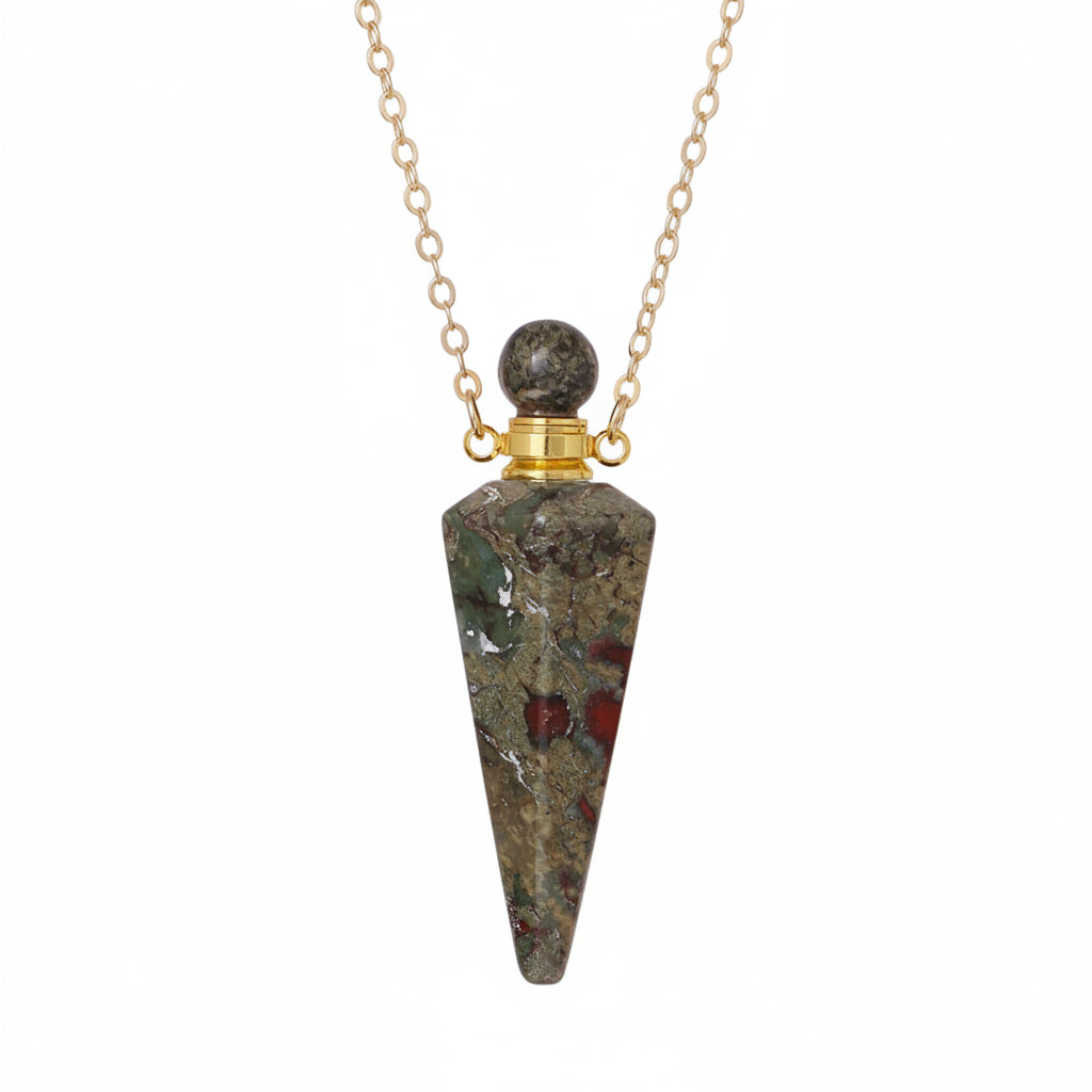 Crystal Essential Oil Diffuser Necklace — Natural Gemstone Healing Pendant