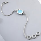 Larimar Rectangular Station Bracelet, 925 Sterling Silver