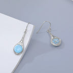 Larimar Round Drop Earrings, Open Silver Frame