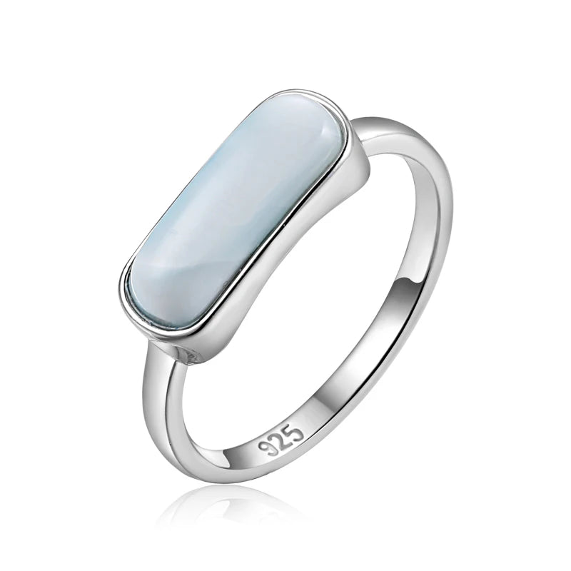 Larimar Bar Ring in 925 Sterling Silver