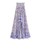 Floral Print High-Low Boho Maxi Skirt