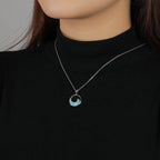 Larimar Ocean Wave Pendant Necklace in 925 Sterling Silver