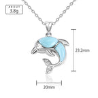 Larimar Dolphin Pendant Necklace, 925 Sterling Silver