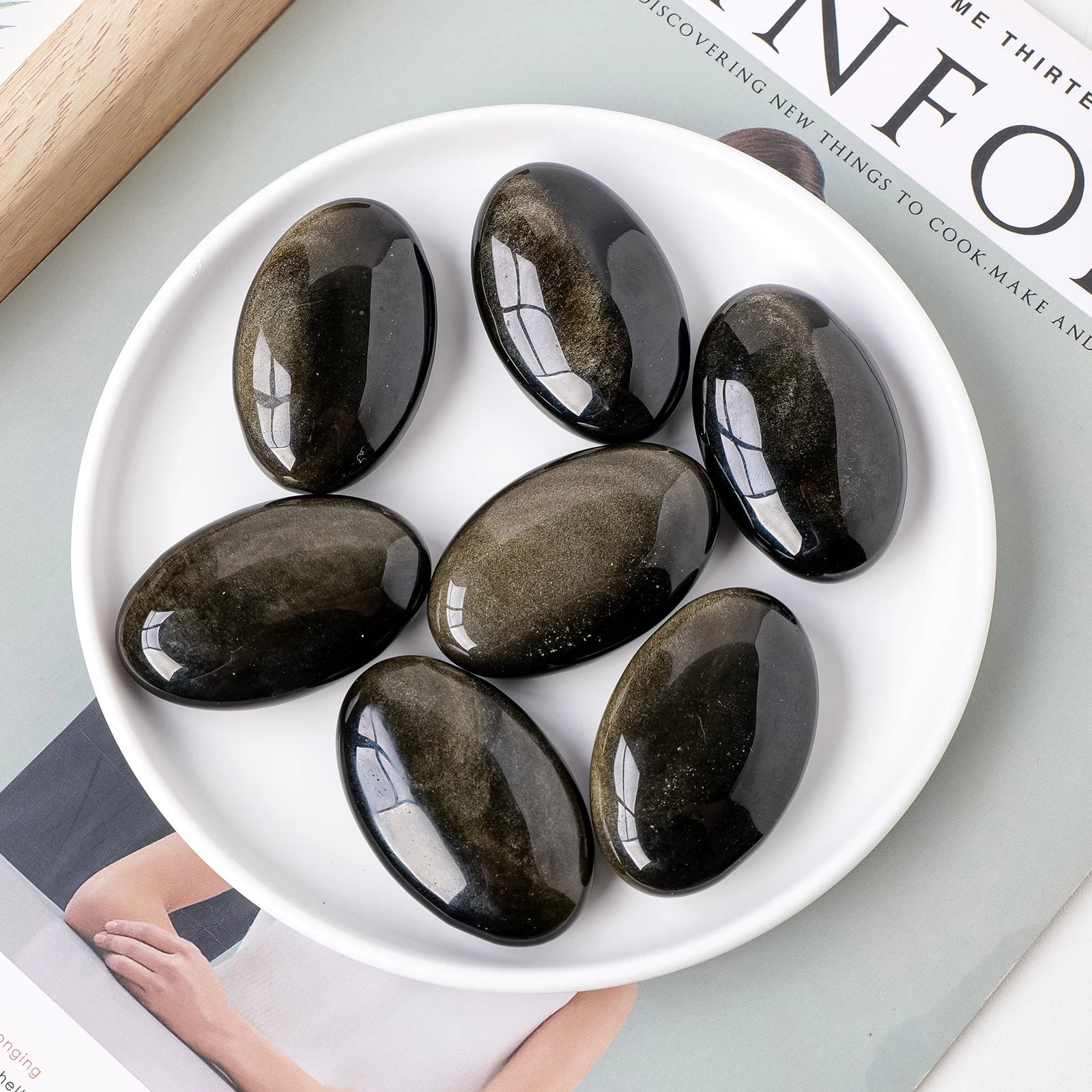 Golden Obsidian Palm Stone
