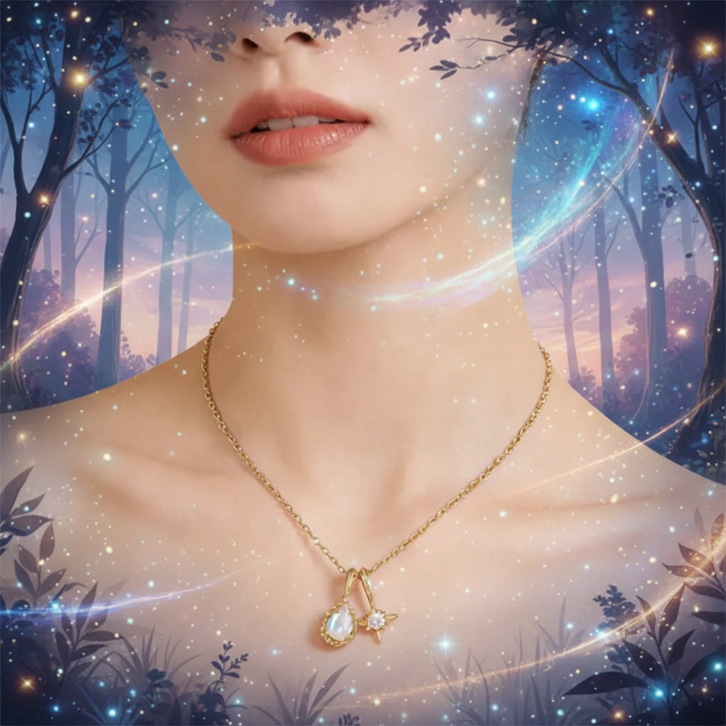 Double Moonstone Star Talisman Necklace