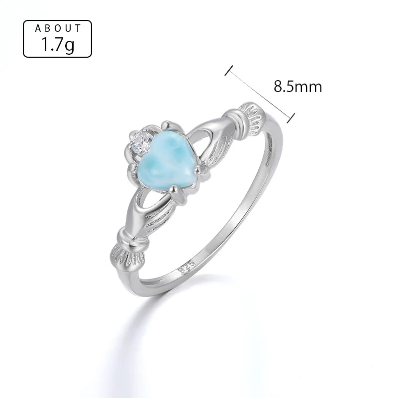Larimar Heart Ring in Sterling Silver