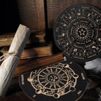 Wooden Pendulum Board — Celestial Moon & Star Divination Plate