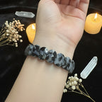 Natural Black Tourmaline Oval Bead Bracelet
