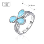 Larimar Three-Petal Clover Ring
