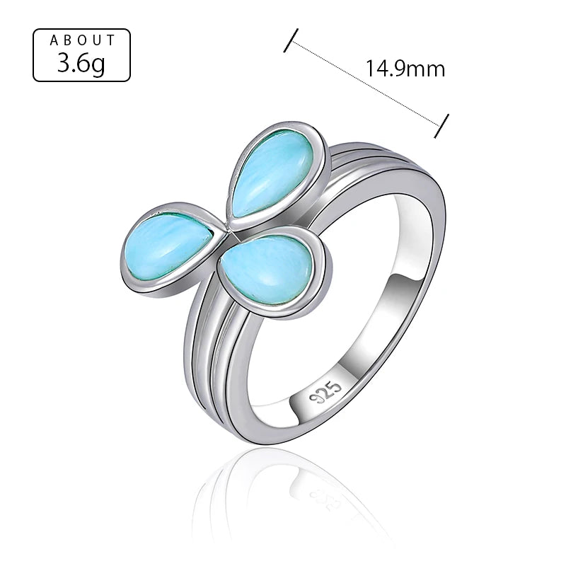 Larimar Three-Petal Clover Ring