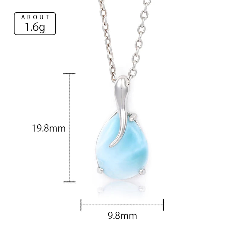Larimar Teardrop Pendant Necklace
