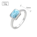 Larimar Rectangular 925 Sterling Silver Ring
