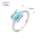 Larimar Rectangular 925 Sterling Silver Ring