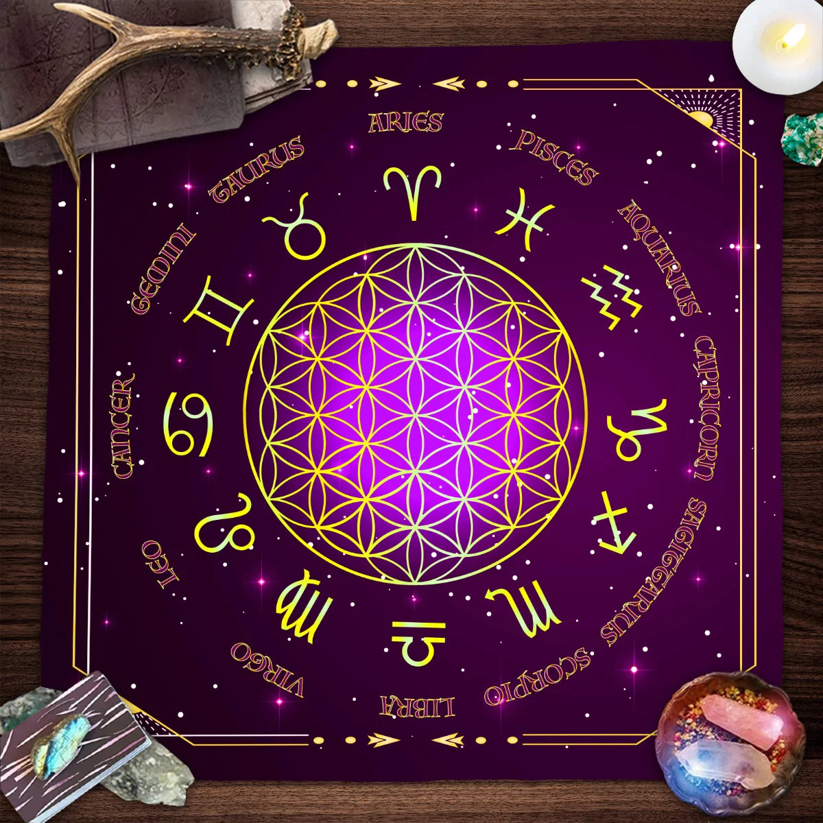 Mandala Flower of Life Altar Cloth — Sacred Geometry Tarot Mat