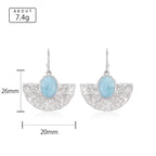 Larimar Hammered Fan Drop Earrings in 925 Sterling Silver
