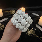 Natural Howlite Oval Bead Bracelet
