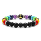 7 Chakra Bracelet Set | Natural Lava Stone | Set of 2 with Chakra Meaning Card