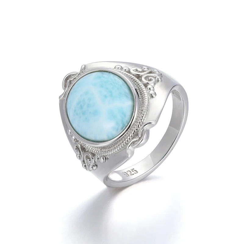 Larimar Statement Ring, Retro Silver Frame