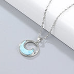 Larimar Ocean Wave Pendant Necklace in 925 Sterling Silver