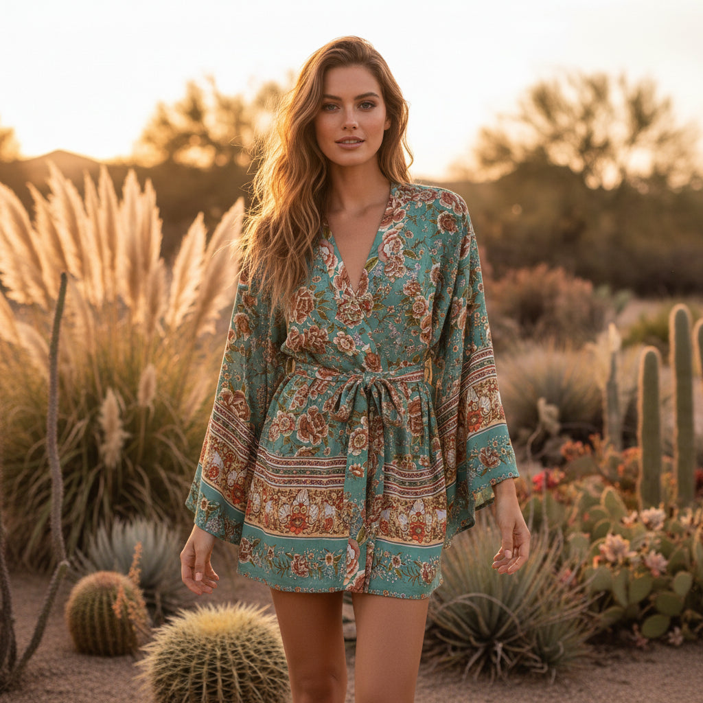 Boho Floral Kimono Robe