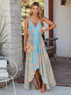 Bohemian Floral Open-Back High-Low Dress