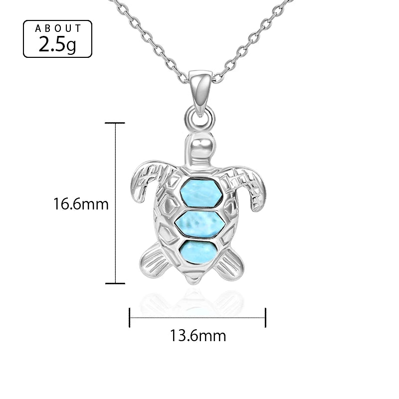 Larimar Sea Turtle Pendant Necklace