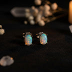 Natural Opal Stud Earrings – Lucky Hope & Gentle Rainbow Light