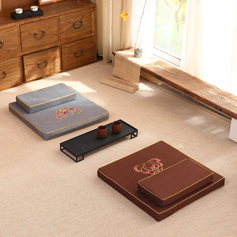 Linen Meditation Floor Cushion | Zafu Sitting Mat for Yoga & Ritual