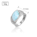 Larimar & Zircon Oval 925 Sterling Silver Ring