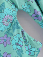 Floral Bat-Sleeve Kimono Robe with Tassel Belt